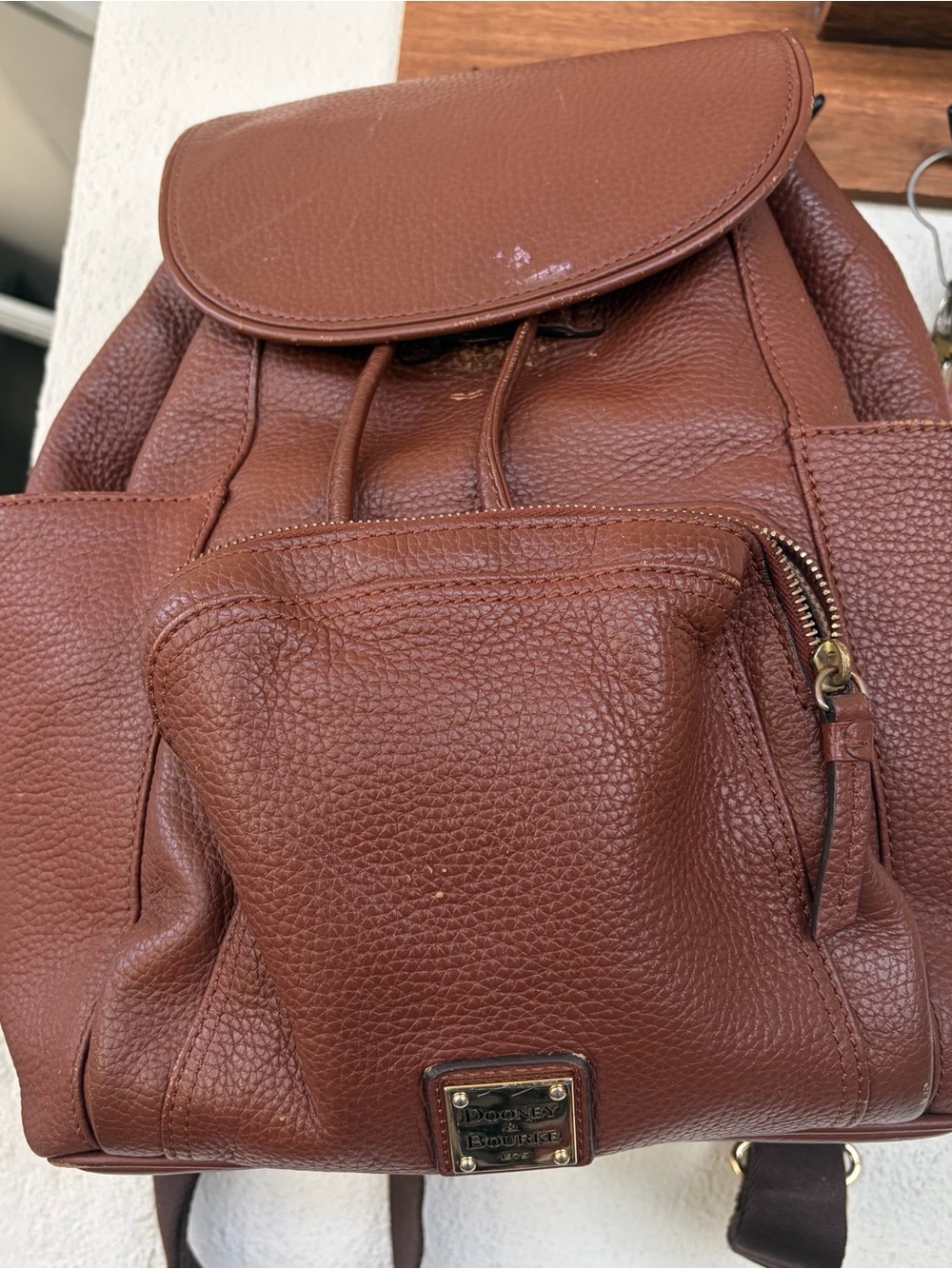 Dooney & Bourke Chestnut Pebbled Leather Backpack
